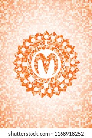 goat head icon inside abstract orange mosaic emblem