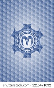 goat head icon inside blue polygonal emblem.