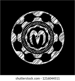 goat head icon inside chalkboard emblem