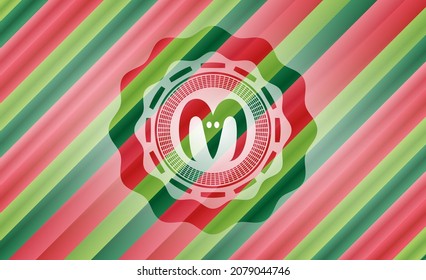 goat head icon inside christmas style badge.. 