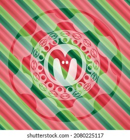 goat head icon inside christmas style emblem. 