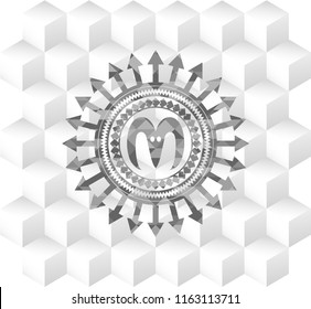 goat head icon inside grey emblem. Vintage with geometric cube white background