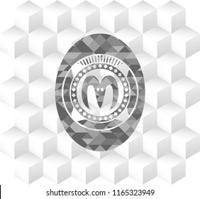 goat head icon inside grey emblem. Retro with geometric cube white background