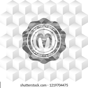 goat head icon inside grey emblem. Vintage with geometric cube white background