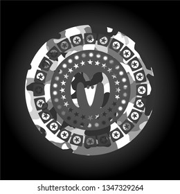 goat head icon inside grey camo emblem