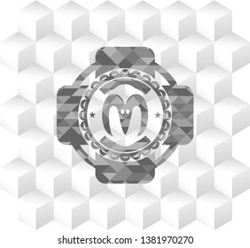 goat head icon inside grey emblem. Retro with geometric cube white background