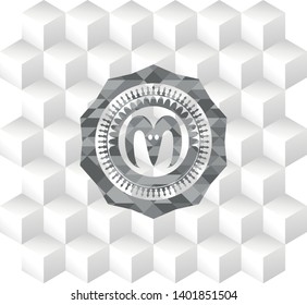 goat head icon inside grey emblem. Retro with geometric cube white background