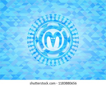 goat head icon inside light blue emblem with mosaic ecological style background