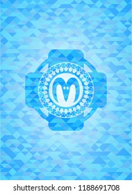 goat head icon inside light blue mosaic emblem