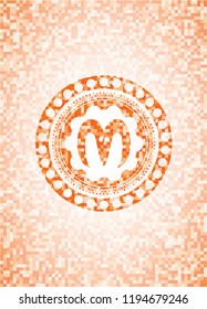 goat head icon inside orange mosaic emblem