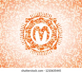 goat head icon inside orange mosaic emblem with background