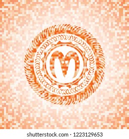 goat head icon inside orange mosaic emblem with background
