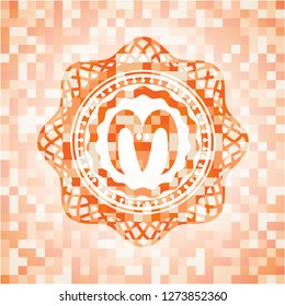 goat head icon inside orange mosaic emblem with background
