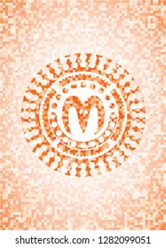 goat head icon inside orange mosaic emblem