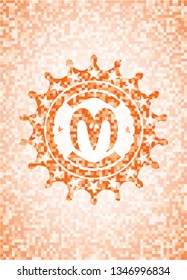 goat head icon inside orange mosaic emblem
