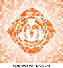 goat head icon inside orange mosaic emblem