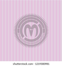goat head icon inside pink emblem. Vintage.