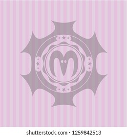 goat head icon inside pink emblem. Vintage.