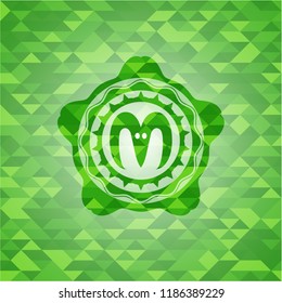 goat head icon inside realistic green mosaic emblem