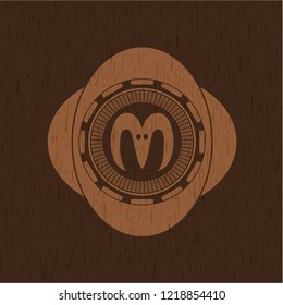 goat head icon inside realistic wood emblem
