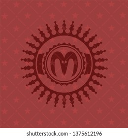 goat head icon inside realistic red emblem