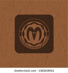 goat head icon inside realistic wood emblem