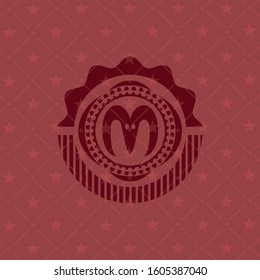 goat head icon inside realistic red emblem