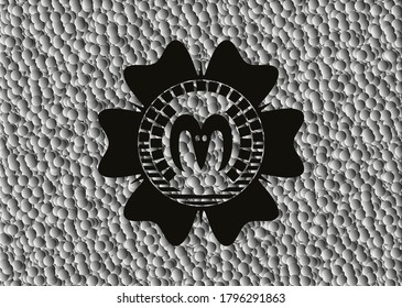 goat head icon inside realistic dark emblem with grey bubbles background. Vector Illustration. Detailed. 