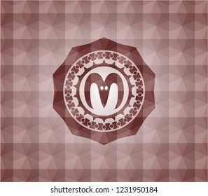 goat head icon inside red geometric badge. Seamless.