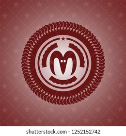 goat head icon inside red emblem. Retro