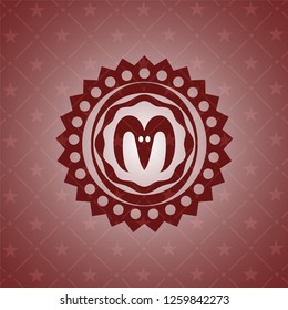 goat head icon inside red emblem. Retro
