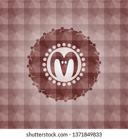 goat head icon inside red badge with geometric background. Seamless.