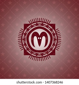 goat head icon inside red emblem. Vintage.