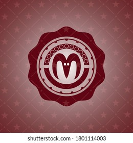 goat head icon inside red emblem. Vintage.. 
