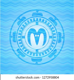 goat head icon inside water representation emblem background.