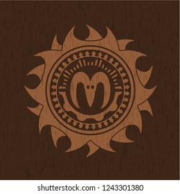 goat head icon inside wooden signboards
