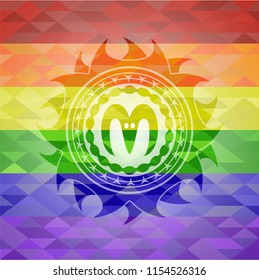 goat head icon on mosaic background with the colors of the LGBT flag