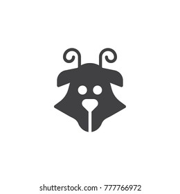 Goat head icon vector, filled flat sign, solid pictogram isolated on white. Symbol, logo illustration.