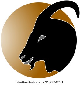 goat head illustration, simple logo icon
