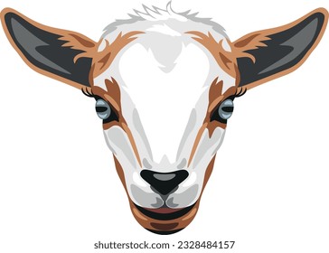 Goat head isolated on white. Vector
