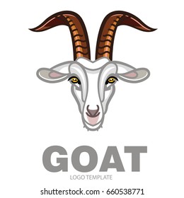 Goat head isolated on white background - stylish portrait for design card, invitation, banner, book, scrapbook, t-shirt, poster, sketchbook, album etc