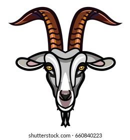 Goat head isolated on white background - stylish portrait for design card, invitation, banner, book, scrapbook, t-shirt, poster, sketchbook, album etc