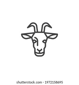 Goat head line icon. linear style sign for mobile concept and web design. Goat with horns outline vector icon. Symbol, logo illustration. Vector graphics