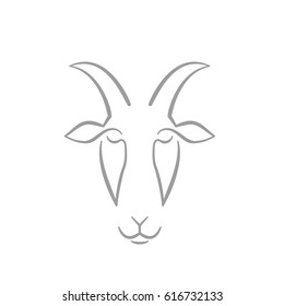 Goat head line icon, outline vector sign