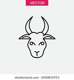 Ziegen-Kopf-Linie-Symbol, Vektorgrafik flache Liner Tier-Kopf-Illustration für Web App..eps