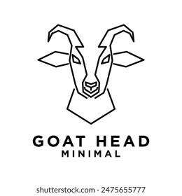 Goat Head line logo icon design illustration template