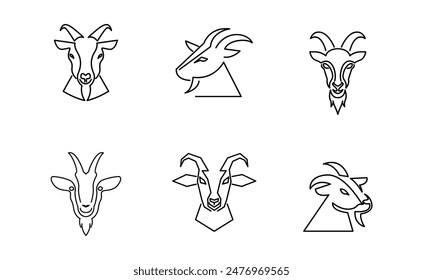 Goat Head line logo icon design illustration template