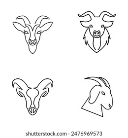 Goat Head line logo icon design illustration template