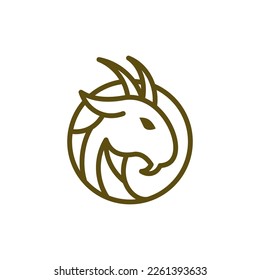 Goat head line modern creative logo design