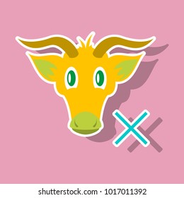 goat head. livestock. animal grazing. sticker